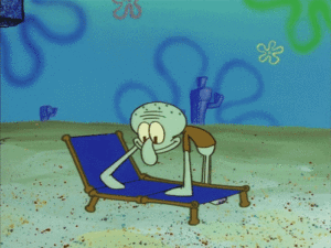 Squidward relaxing peacefully — a fun reminder to take your daily self-care routine seriously and enjoy simple self-care moments for a clean lifestyle and unrecognizable glow up gif.