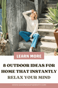 Woman enjoying a peaceful moment outside with outdoor ideas for home.