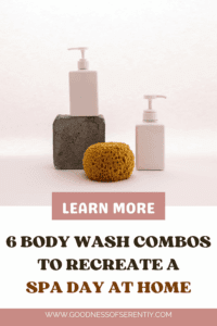 Collection of body wash combos displayed on a bathroom shelf.