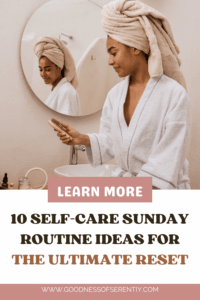 A woman using a beauty product enjoying a self-care Sunday routine.