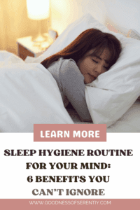 Woman sleeping peacefully as part of a sleep hygiene routine.