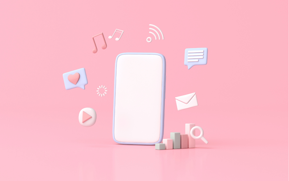 A smartphone displaying multiple social media notifications on a pink background, symbolizing the need to detox from social media and reduce digital overwhelm.