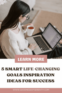 Woman working on a laptop while gathering goals inspiration ideas.