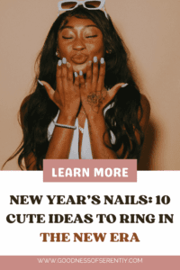 Woman admiring her new years nails, smiling and enjoying a fresh manicure.