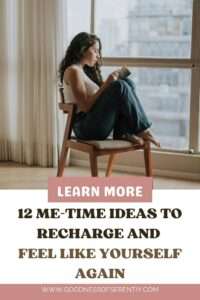 A woman enjoying her me-time ideas in her living room.