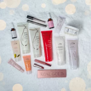 Skincare gift: Monthly box containing premium beauty products.