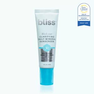 Block Star Clarifying Mineral Sunscreen SPF 30 facial sunscreen for oily, acne-prone, and blemished skin, hydrating and protective, part of essential sunscreens skincare.