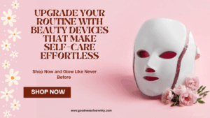 A glowing LED mask displayed as a modern beauty device for aesthetic skincare routines.