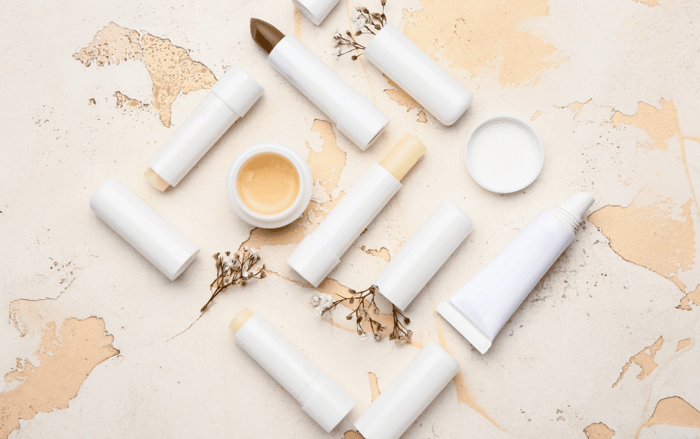 Lip balms aesthetic, lip care products, lip care routine products, lip care treatment, lip care at home, lip care aesthetic, pink lips, self-care lip products.