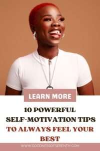 A woman with red hair is laughing because she applies self-motivation tips in her routine.