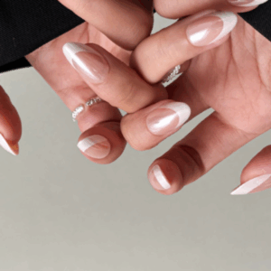 Medium length nails for Valentine's Day nails.