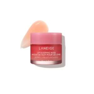 LANEIGE Lip Sleeping Mask, an overnight lip mask and lip mask aesthetic product that deeply hydrates and nourishes lips, leaving them soft, smooth, pink, and healthy as part of a lip care routine.