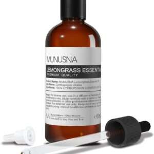 MUNUSNA Lemongrass Essential Oil – natural aromatherapy oil for diffuser blends, skincare, relaxation, and essential oils aesthetic.