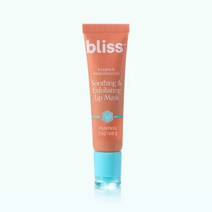 Pumpkin Powerhouse Soothing & Exfoliating Lip Mask, a lip mask and lip mask aesthetic product that gently exfoliates and nourishes lips, leaving them soft, smooth, pink, and healthy as part of a lip care routine.