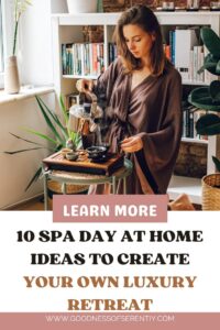 A woman drinking a cup of tea while enjoying a spa day at home.